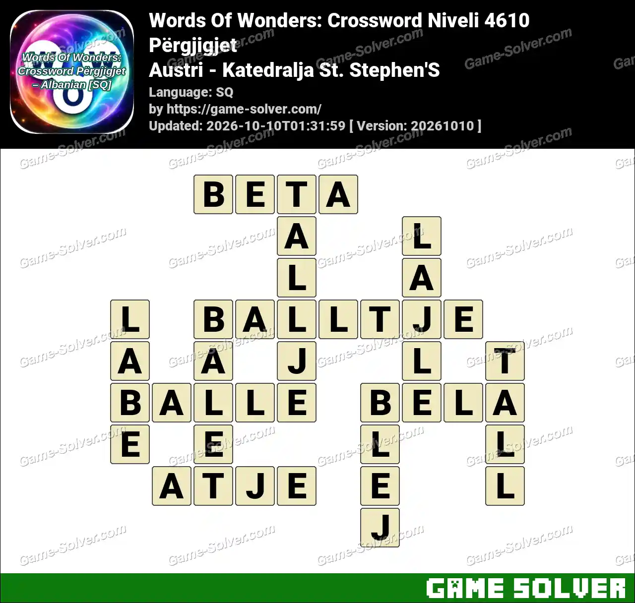 Words Of Wonders: Crossword Niveli 4610 Përgjigjet – Austri – Katedralja St. Stephen’S